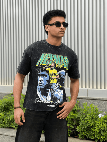 Oversized Acide wash Tshirt Neymar - outwearo