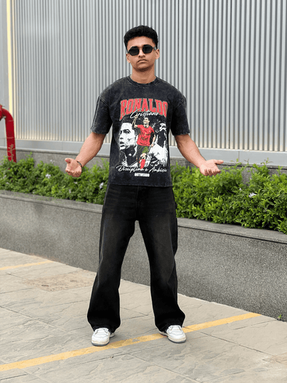 Oversized Acide wash Tshirt Ronaldo - outwearo