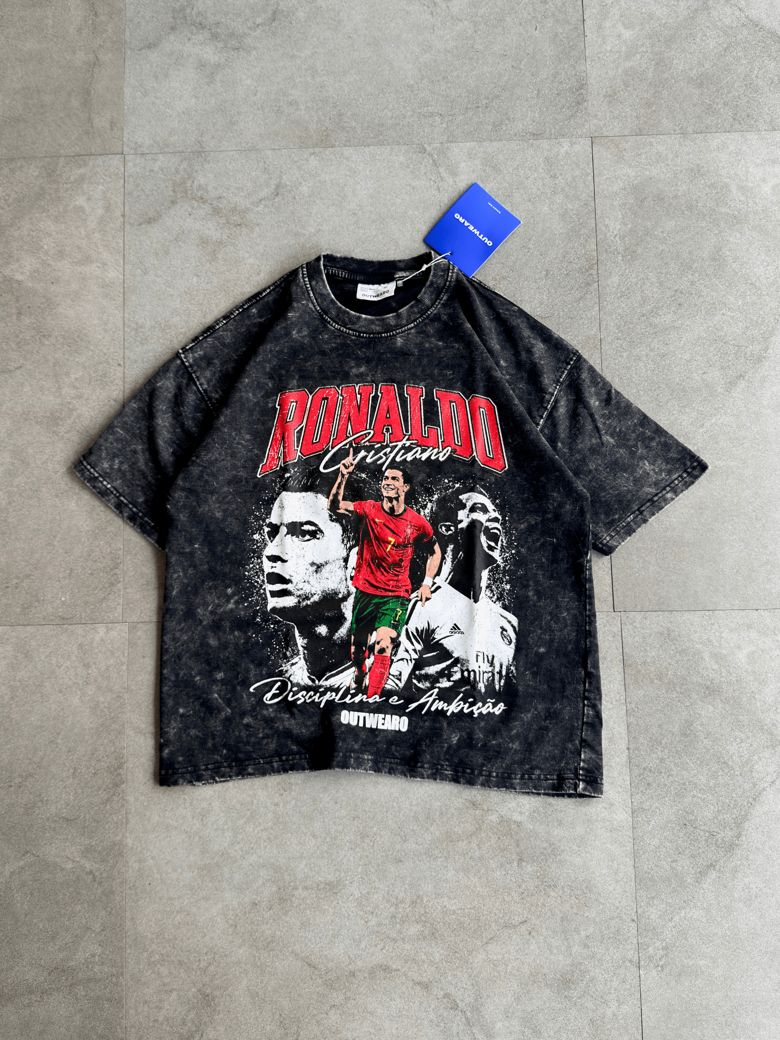 Oversized Acide wash Tshirt Ronaldo - outwearo