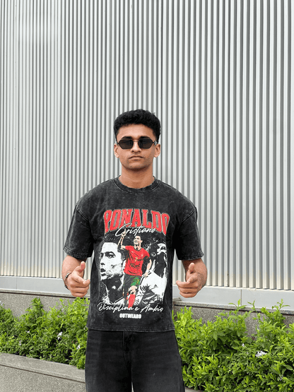 Oversized Acide wash Tshirt Ronaldo - outwearo