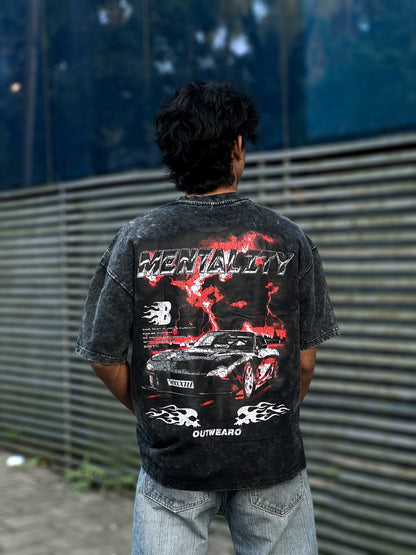 Oversized acide wash Vintage Car Mentality black - outwearo