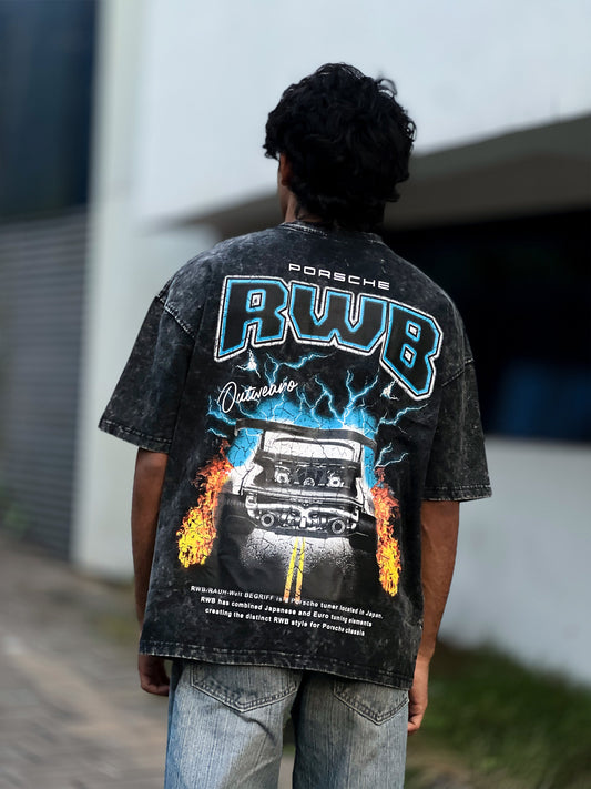 Oversized acide wash Vintage Car RWD black - outwearo