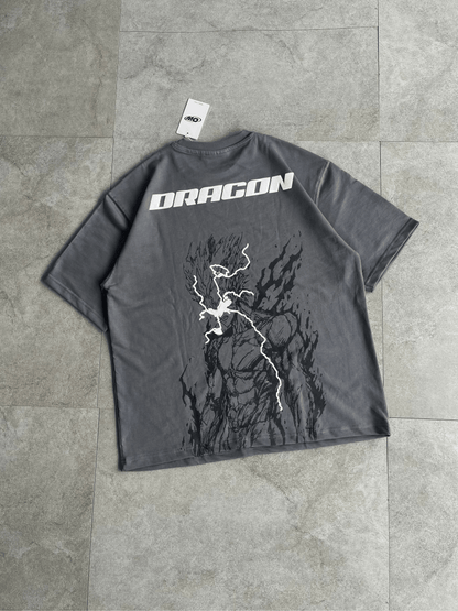 Oversized Anime Dargon Tshirt Grey - outwearo