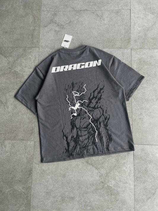 Oversized Anime Dargon Tshirt Grey - outwearo