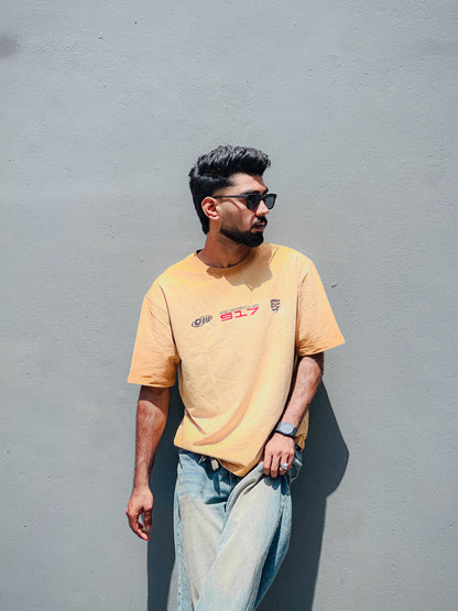 Oversized Gradient washed Porsche Tshirt Brown - outwearo
