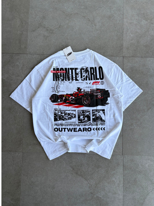 Oversized Sports car Tshirt White - outwearo