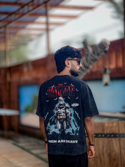 Oversized Stone washed Batman Tshirt - outwearo