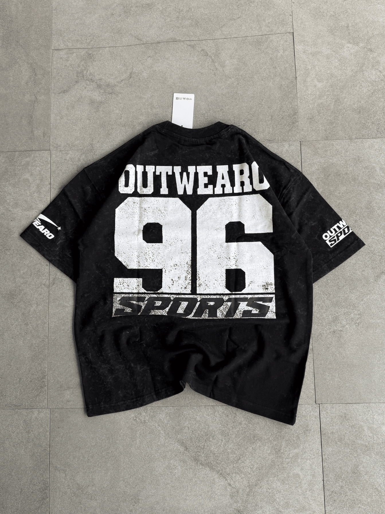 Oversized Stone washed Helmet design Tshirt Black - outwearo