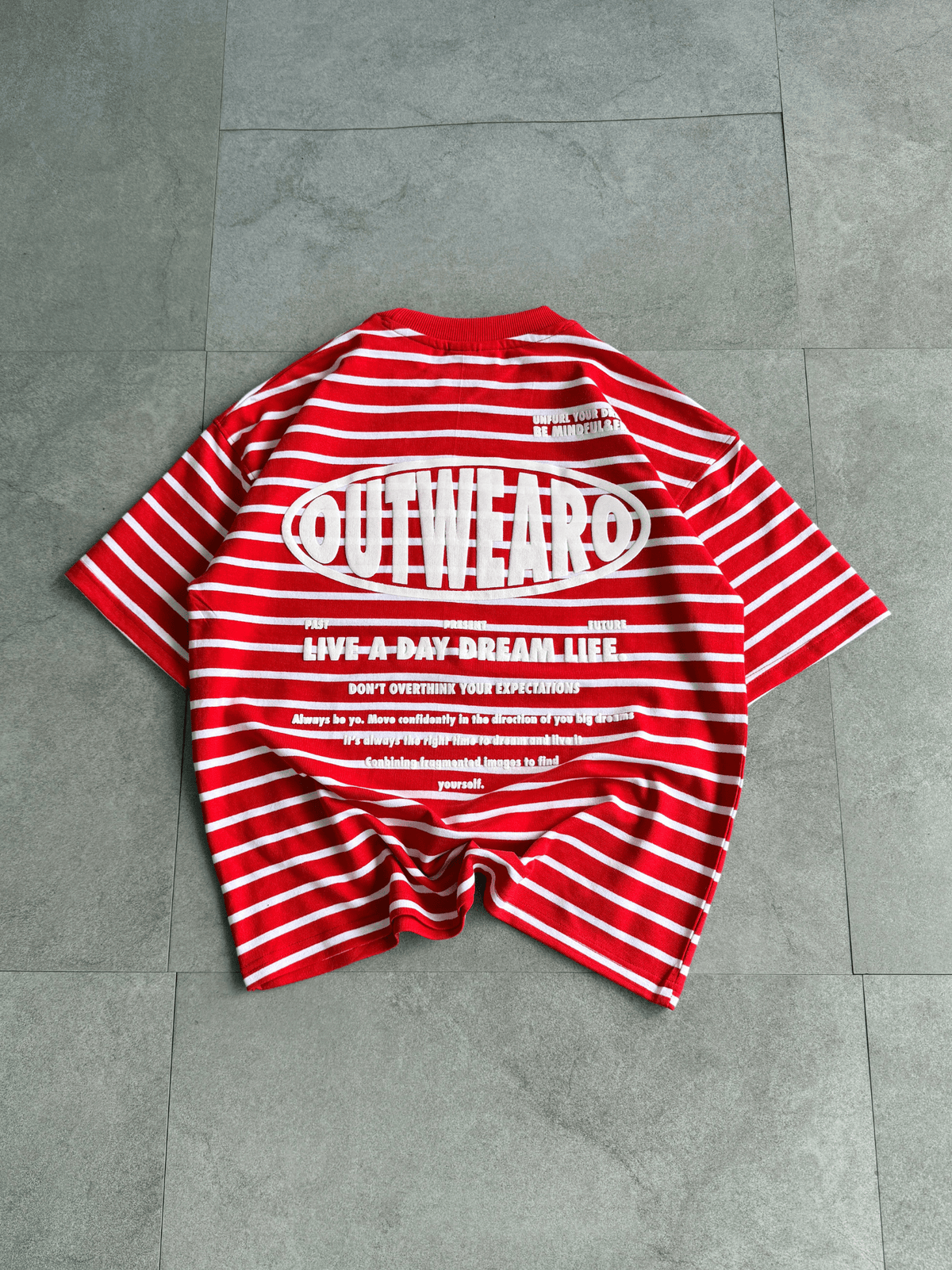 Oversized Striped Tshirt RED - outwearo