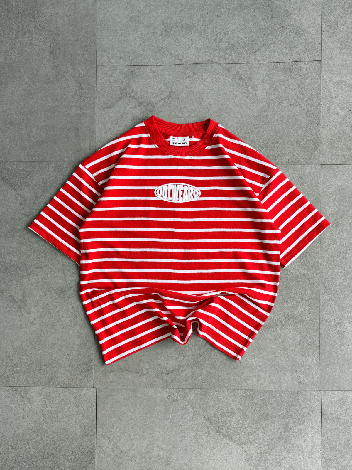 Oversized Striped Tshirt RED - outwearo