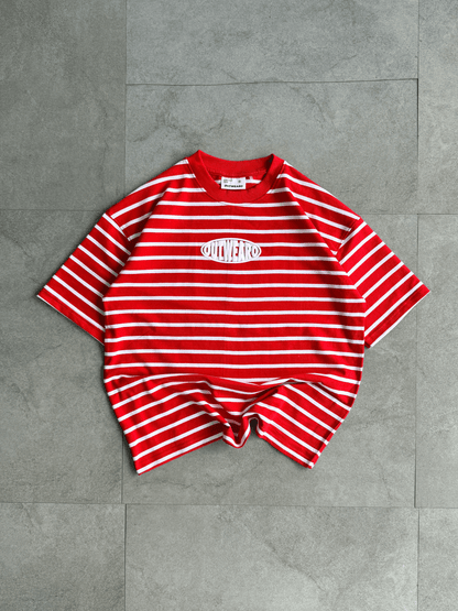 Oversized Striped Tshirt RED - outwearo