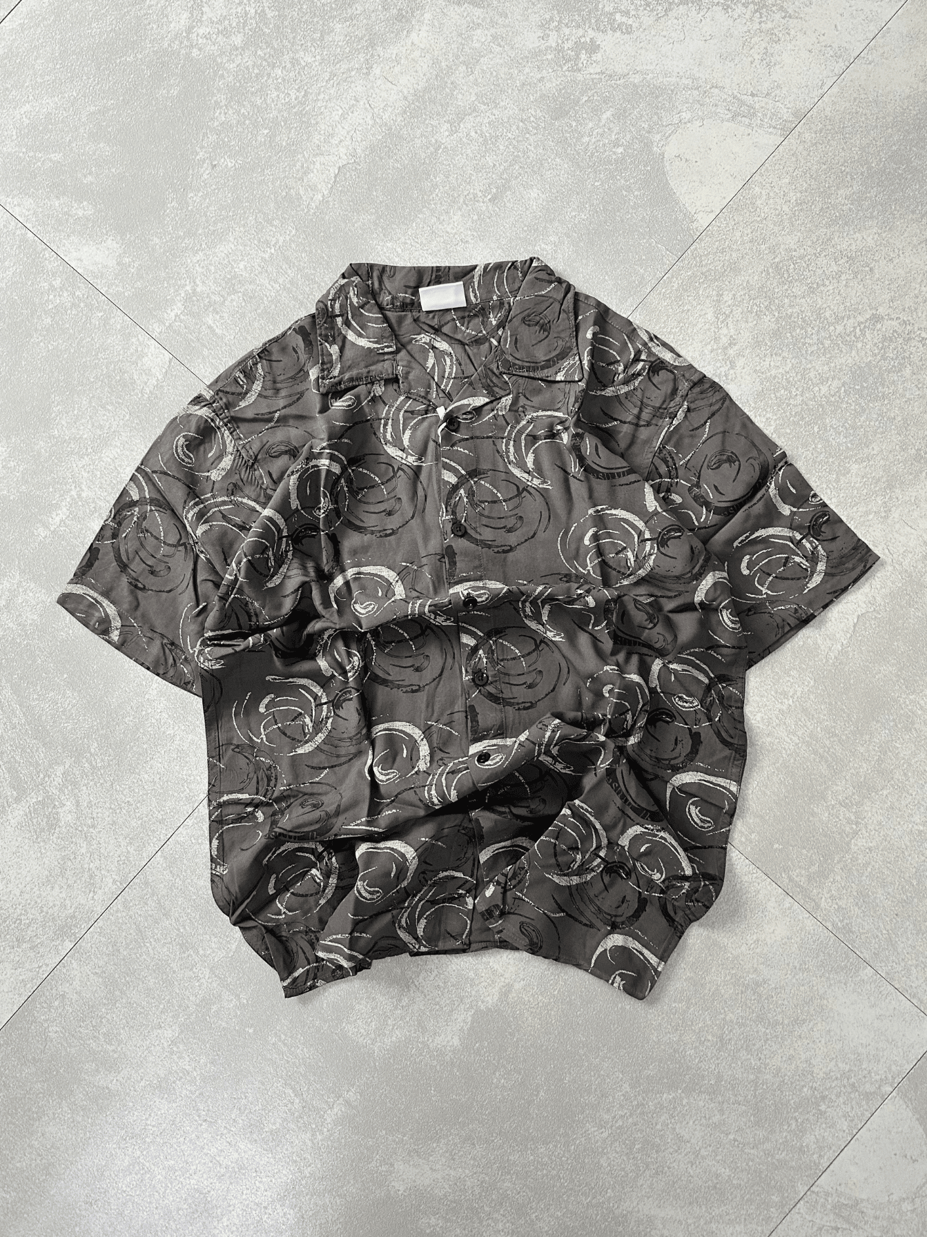 Printed Oversize Shirt Dark Graphite Grey - outwearo