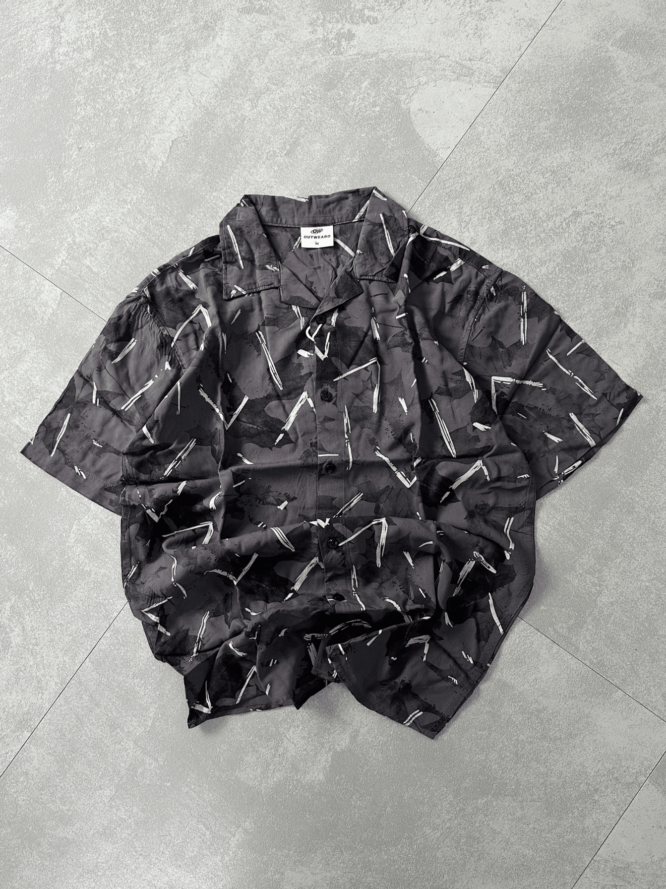 Printed Oversize Shirt Dark Grey - outwearo