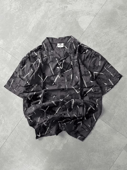Printed Oversize Shirt Dark Grey - outwearo