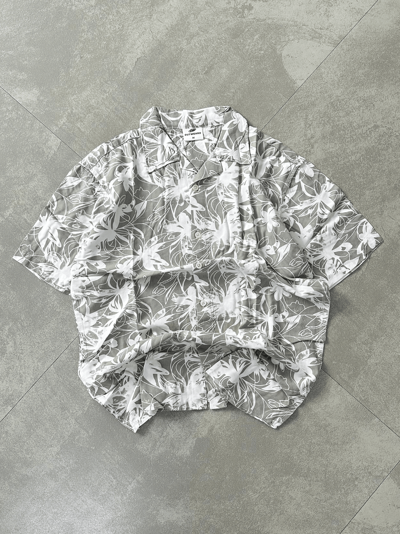 Printed Oversize Shirt Light grey print - outwearo