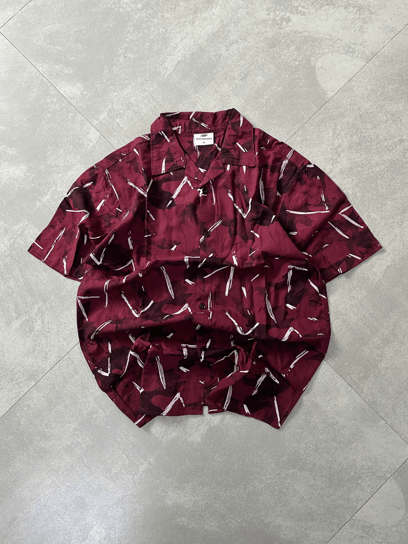 Printed Oversize Shirt Red - outwearo