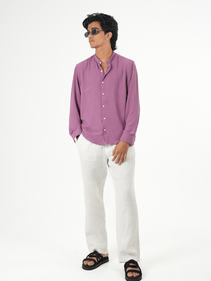 Regular Fit Chinese Collar Shirt IMP Fabirc Lite Vilote - outwearo