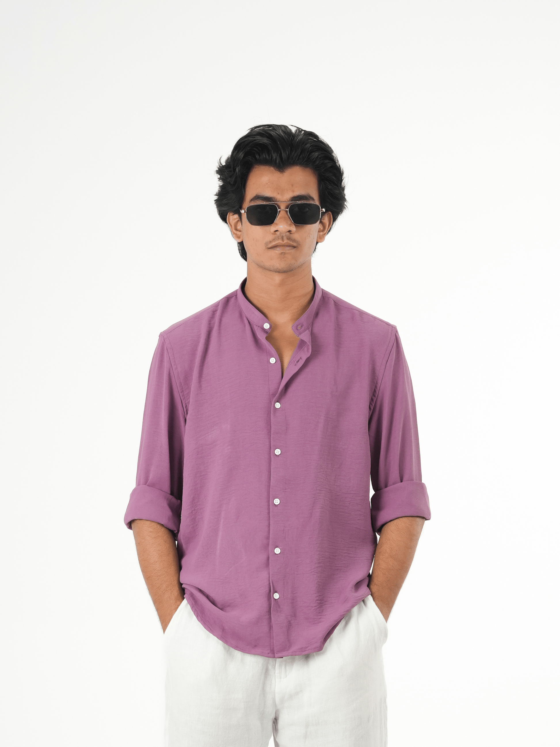 Regular Fit Chinese Collar Shirt IMP Fabirc Lite Vilote - outwearo