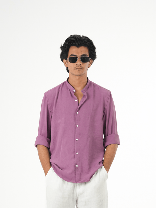 Regular Fit Chinese Collar Shirt IMP Fabirc Lite Vilote - outwearo