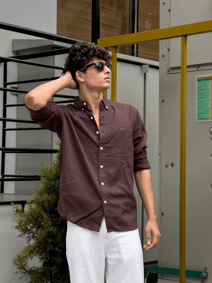 Relaxed Fit Cotton linen shirt Brown - outwearo