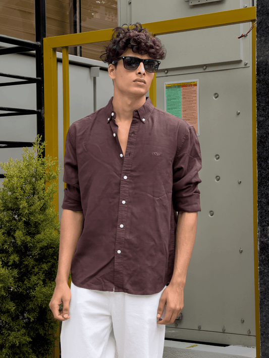 Relaxed Fit Cotton linen shirt Brown - outwearo