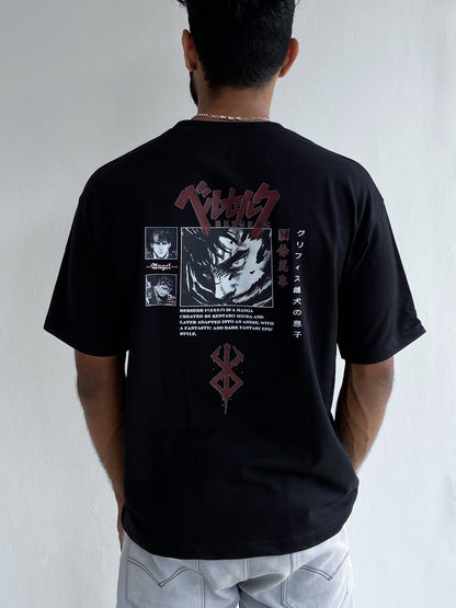 Berserk Oversized Tshirt Black - outwearo