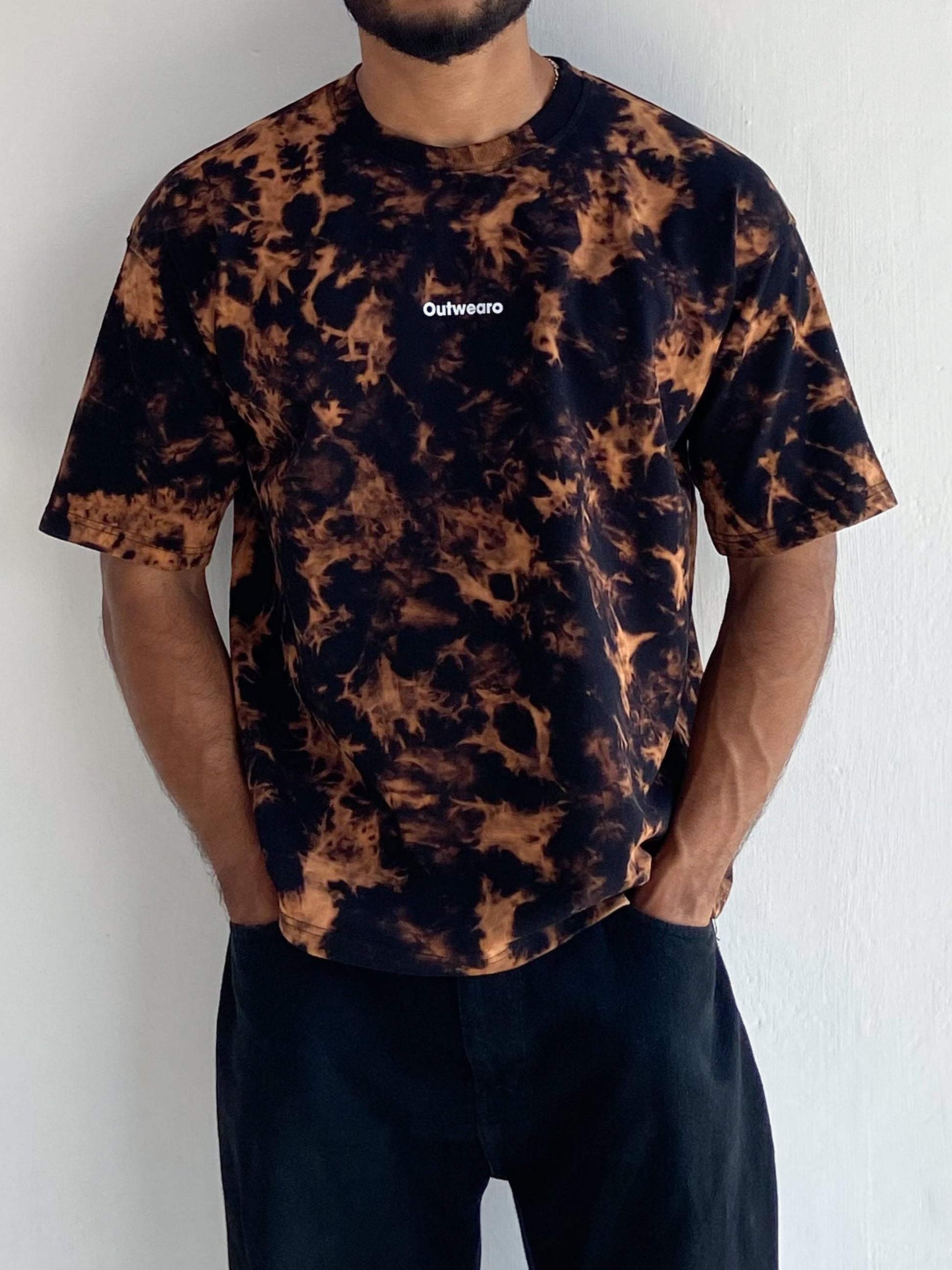 Brown & Black Tie Dye Oversized T shirt - outwearo