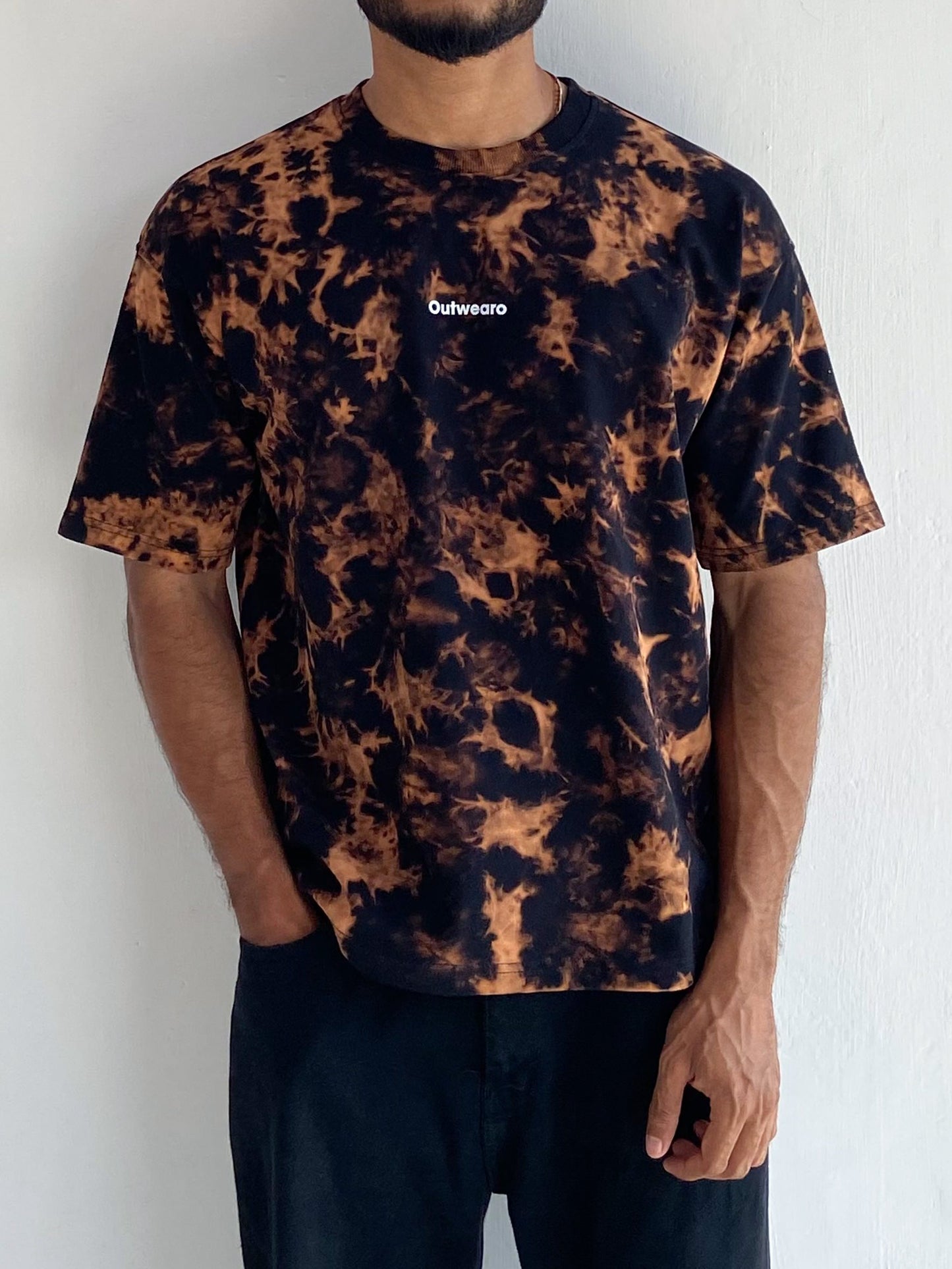 Brown & Black Tie Dye Oversized T shirt - outwearo