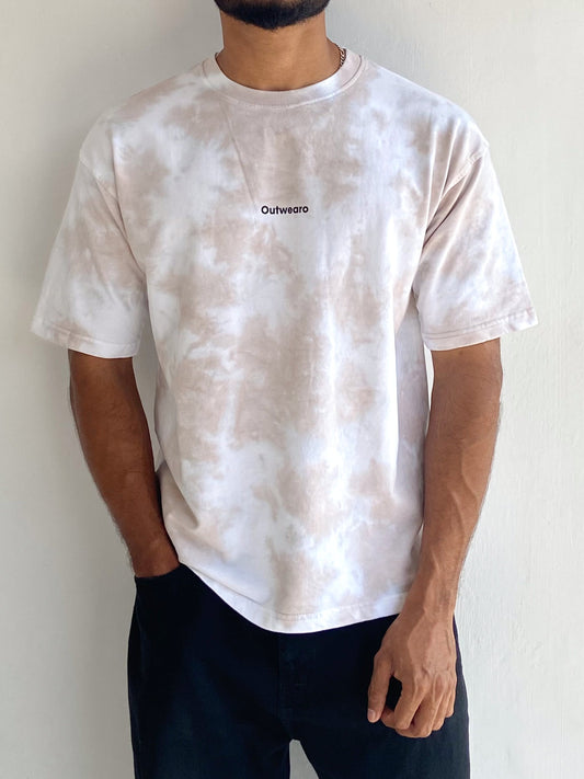 Light Brown Tie Dye Oversized T shirt - outwearo