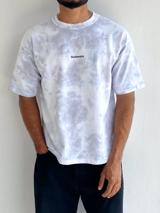 Light Grey Tie Dye Oversized T shirt - outwearo