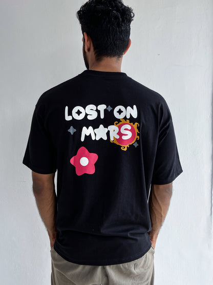 Lost On Mars Black Oversized Tshirt - outwearo