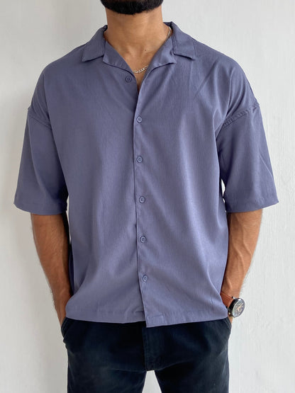 Premium Five-sleeve Shirt Down Shoulder Wild Blue - outwearo