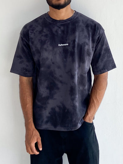 Purple & Black Tie Dye Oversized T shirt - outwearo