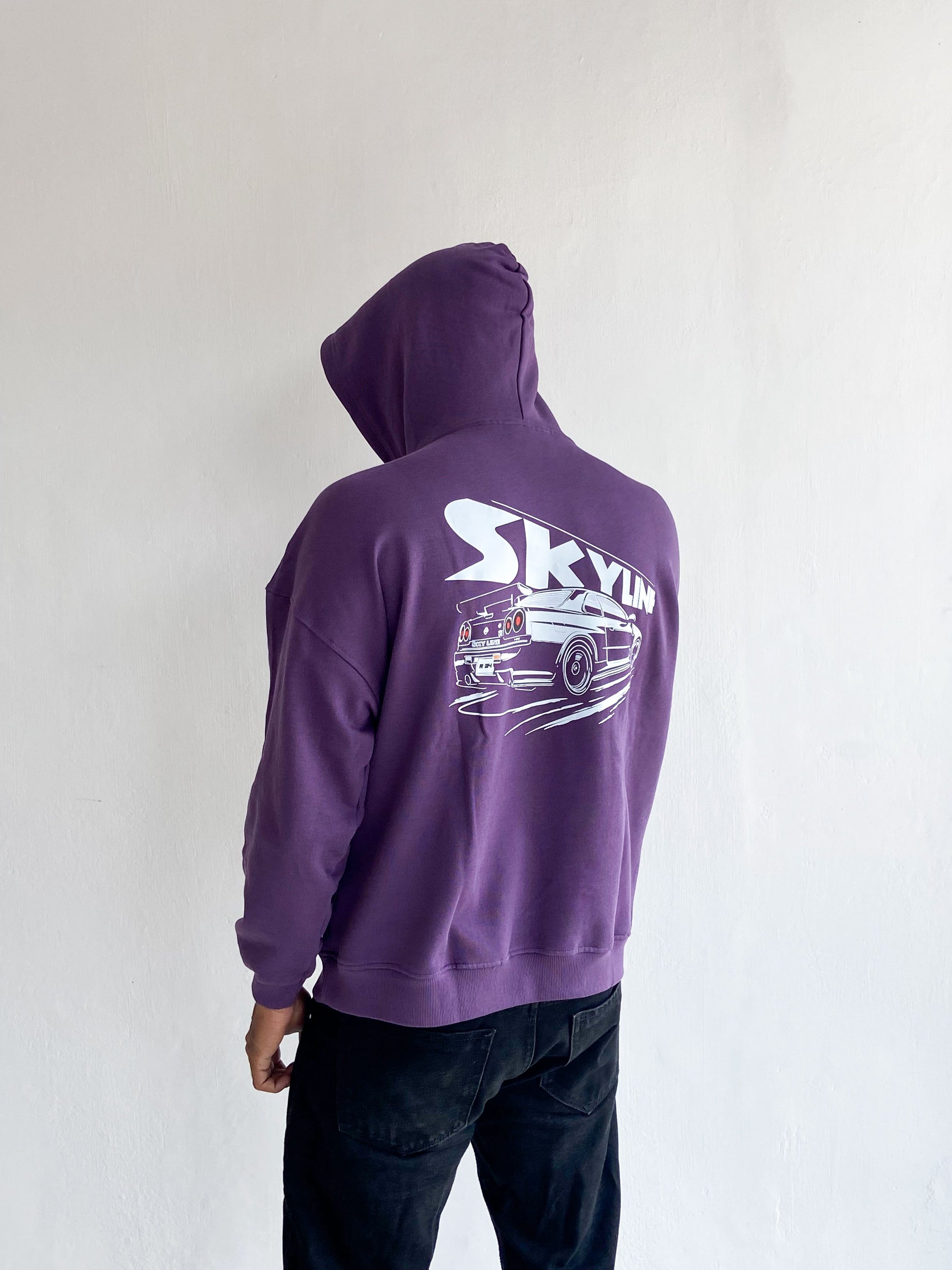 Skyline Oversized Hoodie Purple - outwearo