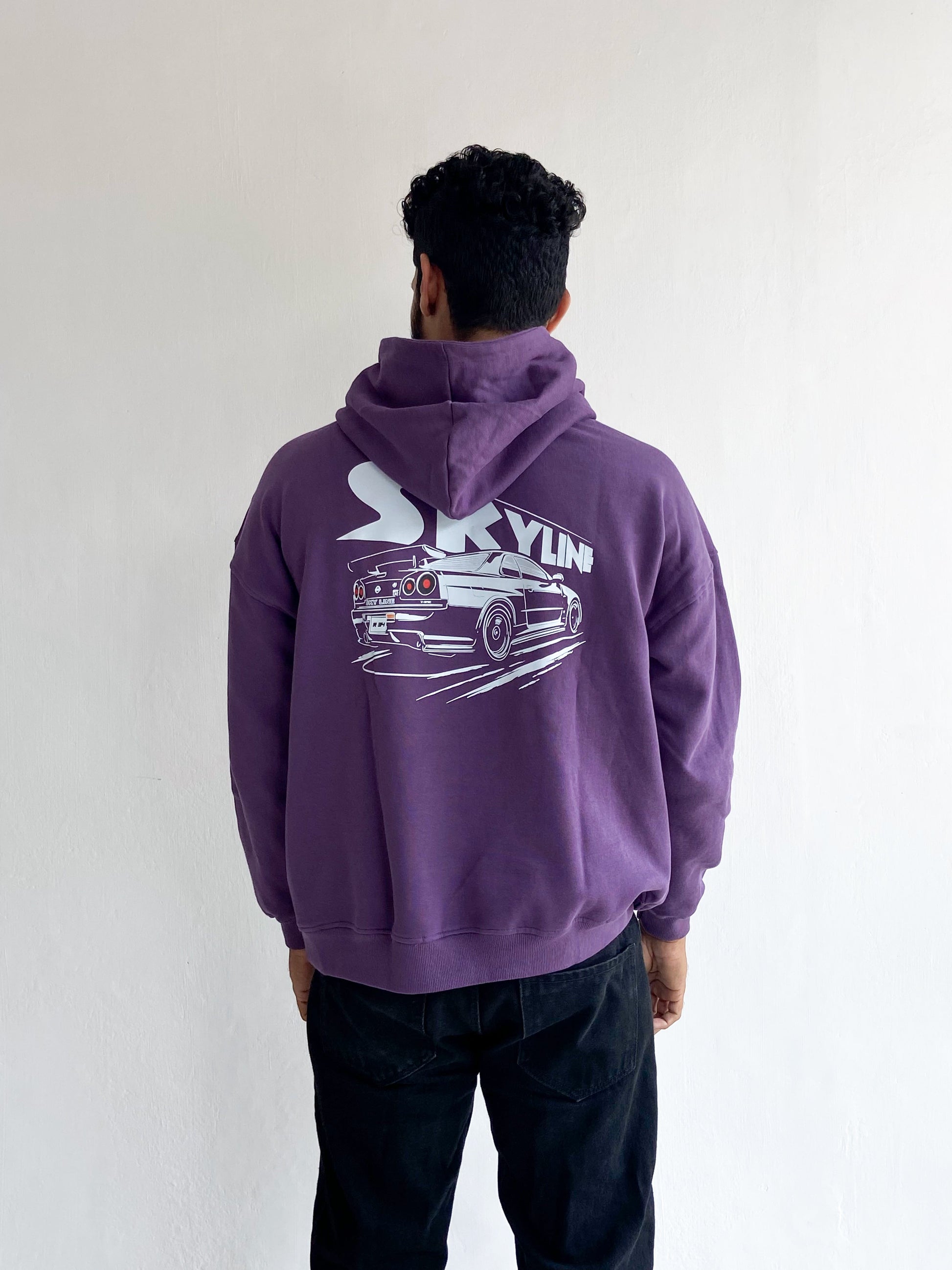 Skyline Oversized Hoodie Purple - outwearo