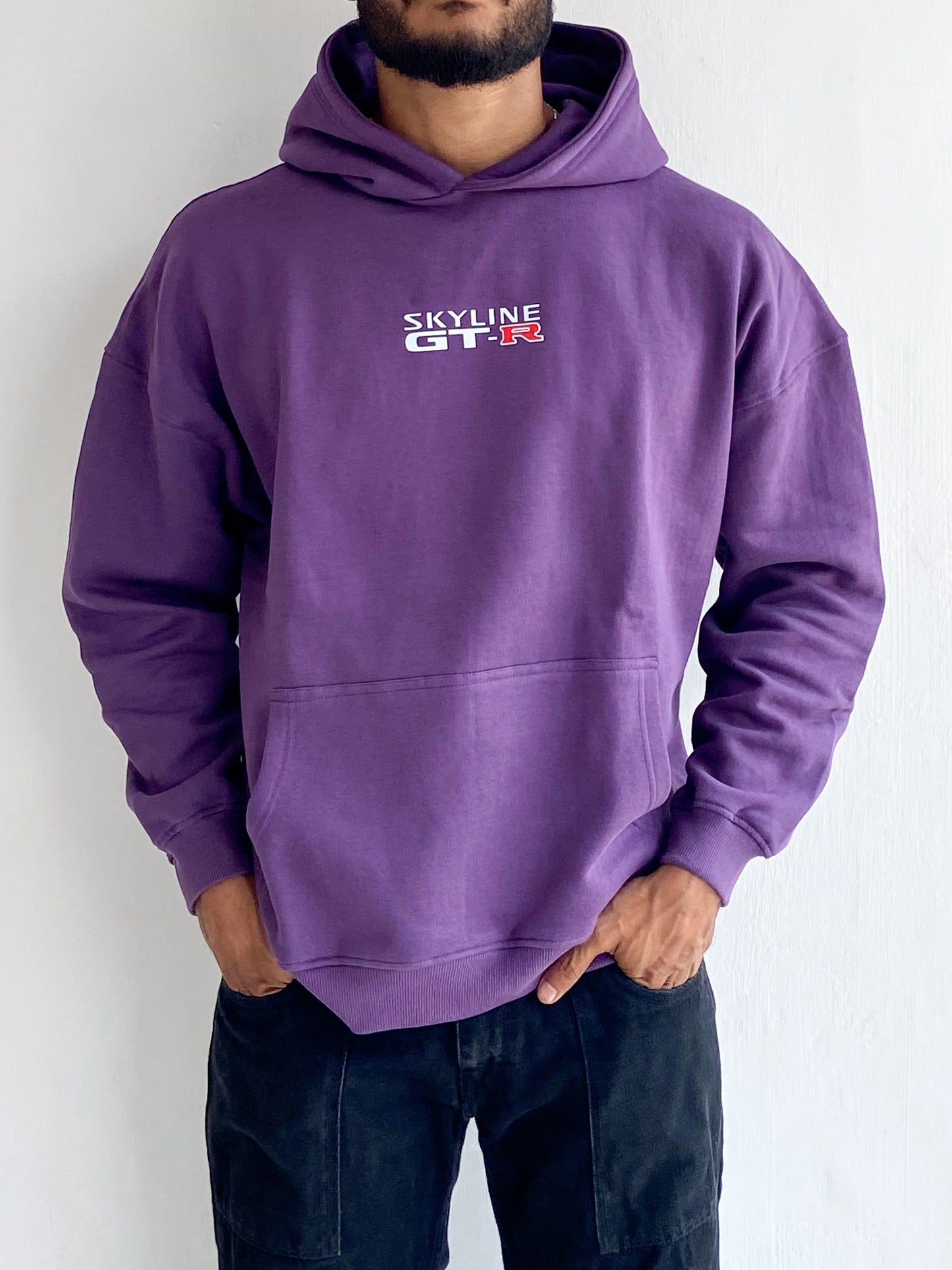 Skyline Oversized Hoodie Purple - outwearo