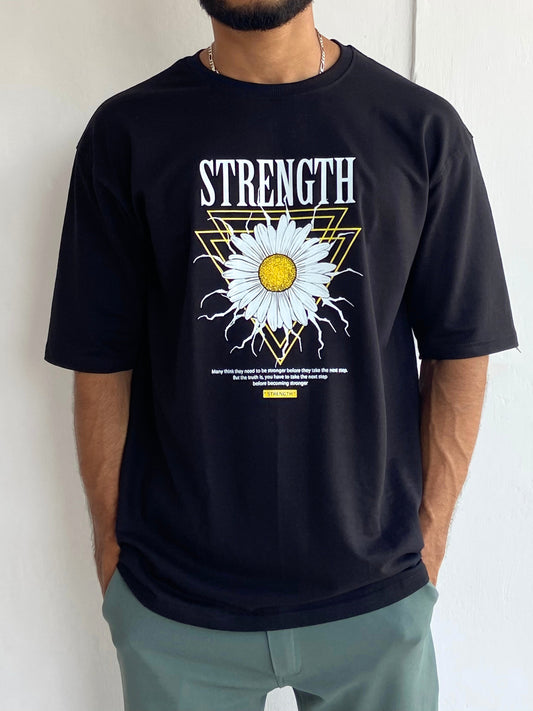 Strength Oversize T shirt Black - outwearo