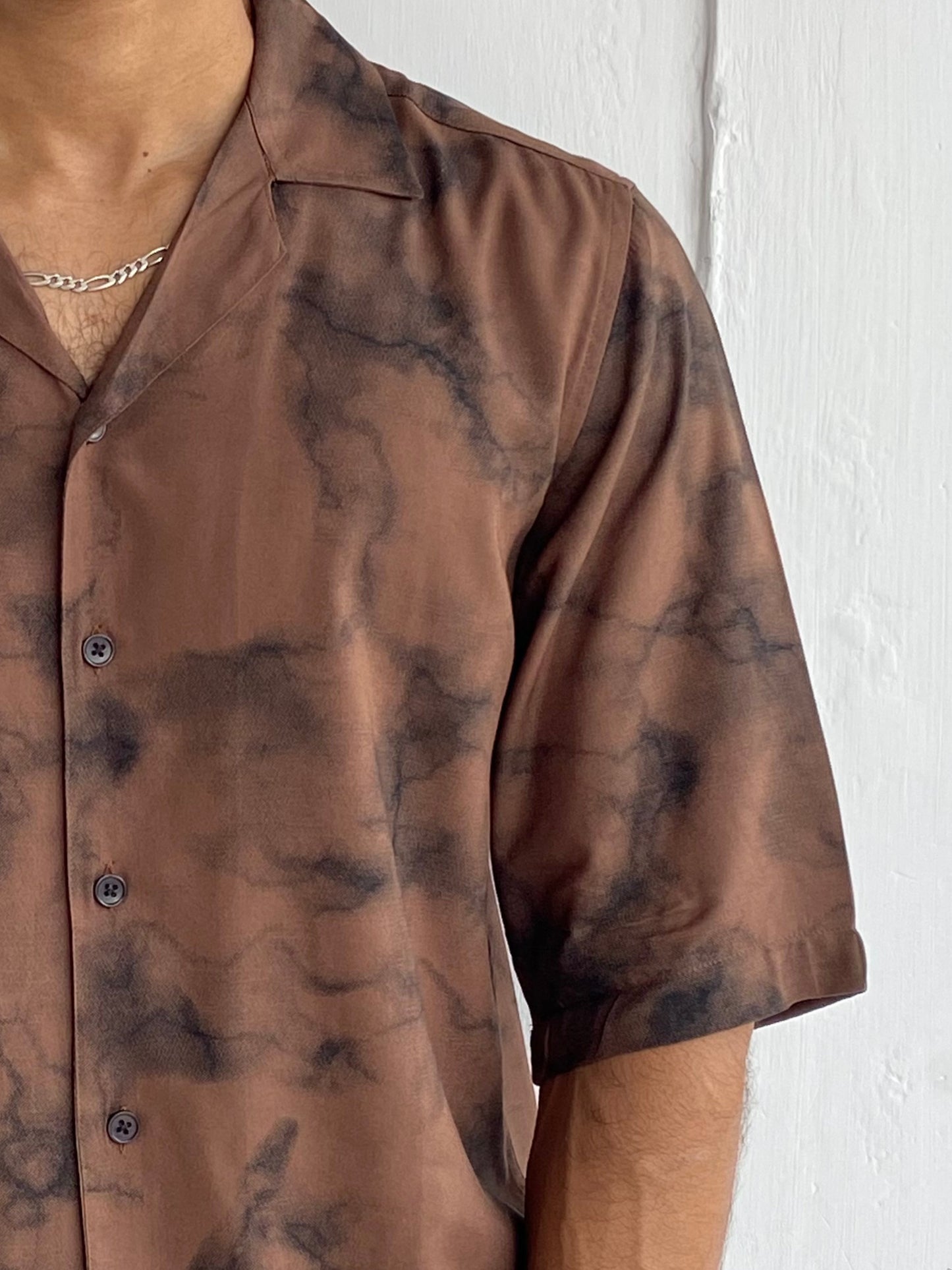 Tie and Die Five-sleeve Shirt Chocolate brown - outwearo