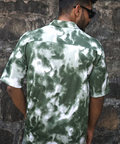 Tie-dye Flive sleeve shirt Green - outwearo