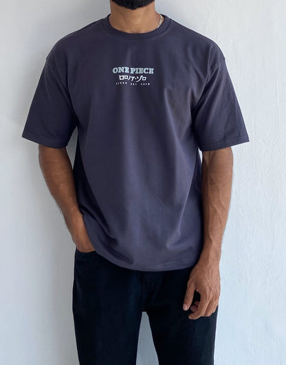 Zoro One Piece Oversized Tshirt Dark Grey - outwearo